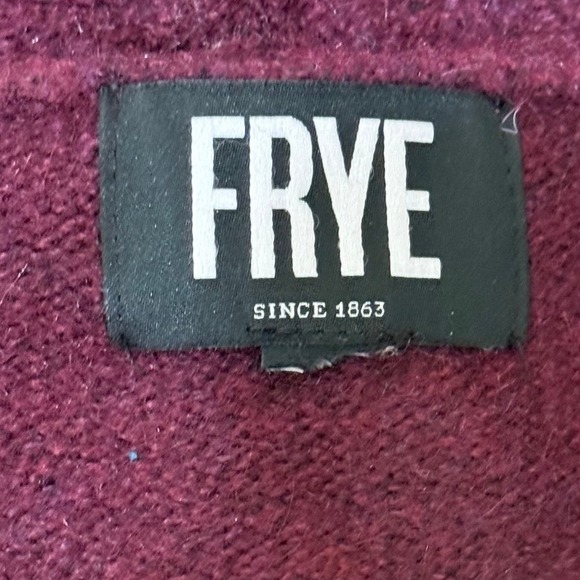 Frye Cardigan Women L Dark Red Purple Geometric Aztec Western Open Front READ - Picture 7 of 12